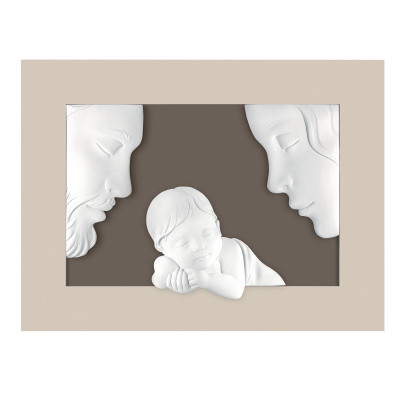 Bongelli Preziosi - Capezzale moderno figura della sacra famiglia in marmorino e cornice in legno - SKU: ME2516