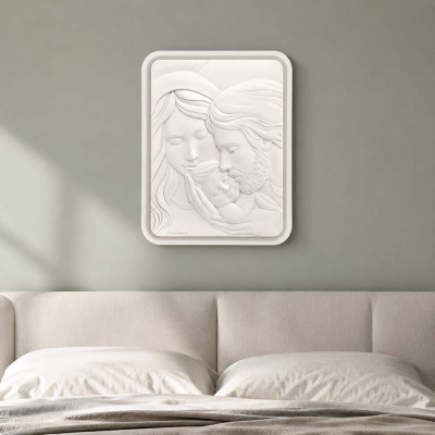 Bongelli Preziosi Capezzale moderno la sacra famiglia per camera da letto con cornice in legno Colore: Nocciola