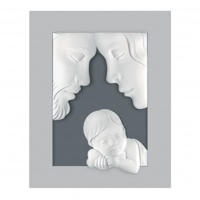 Bongelli Preziosi - Capezzale piccolo con la sacra famiglia in marmorino e cornice in legno - Colore: Grigio - SKU: ME2518/1G
