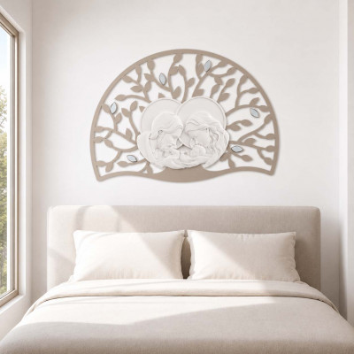 Bongelli Preziosi Capoletto moderno con sacra famiglia in marmorino con pannello in legno Colore: Rovere Breeze