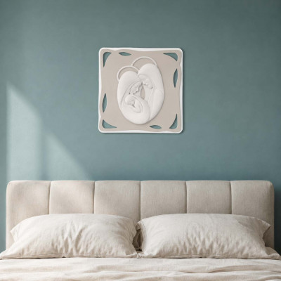 Bongelli Preziosi - Capoletto moderno con Sacra Famiglia su pannello in legno 40x45 - Colore: Nocciola - SKU: ME1360/1N