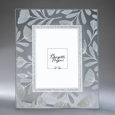 Bongelli Preziosi - Cornice portafoto in vetro dal design moderno decoro a fiori - Colore: Crema - Foto 13x18 - SKU: CR402/CR