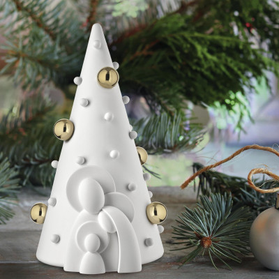 Bongelli Preziosi Decorazione natalizia da tavola alberello con sacra famiglia Colore: Bianco/Oro