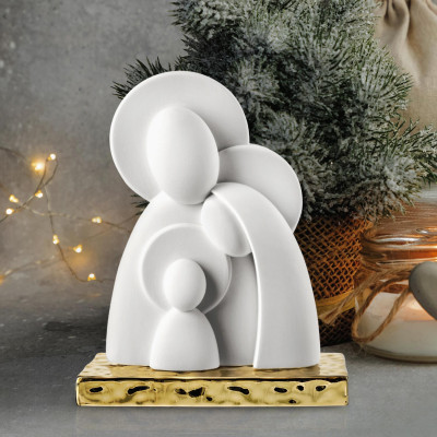 Bongelli Preziosi Decorazione natalizia da tavola scultura con sacra famiglia grande Colore: Oro