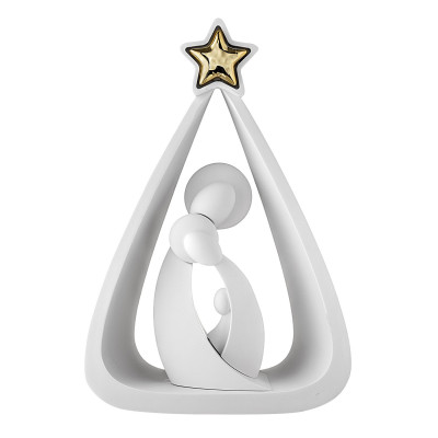 Bongelli Preziosi Presepe Stilizzato Decorazione natalizia grande con la sacra famiglia in marmorino Colore: Bianco