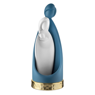 Bongelli Preziosi Decorazione natalizia grande in marmorino con la sacra famiglia Colore: Blu/Oro