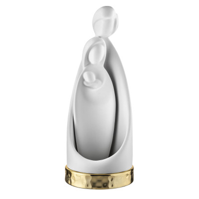 Bongelli Preziosi Decorazione natalizia piccola in marmorino con la sacra famiglia Colore: Bianco/Oro