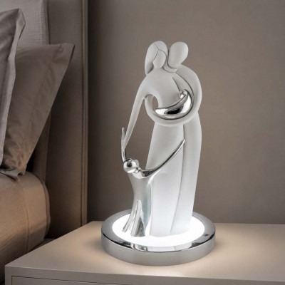 Bongelli Preziosi Lampada da comodino LED con scultura di famiglia a tre persone Colore: Bianco