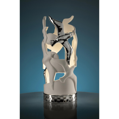 Bongelli Preziosi - Gabbiano - Lampada da tavolo alta in marmorino dal design moderno - Colore: Argento - 1 Lampadina - Led Integrato - 4W - Gradi Kelvin 3000k Luce Calda - IP20 - SKU: ME2593/2AG