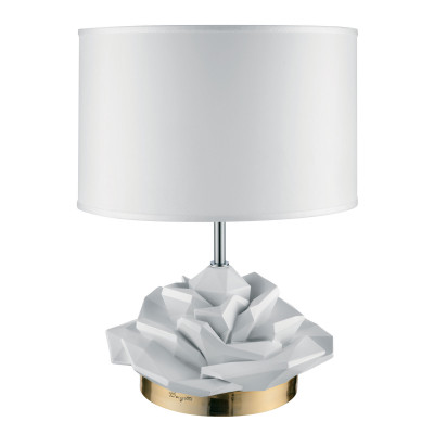 Bongelli Preziosi - Lampada da tavolo dal design moderno con paralume in tessuto e PVC - Colore: Bianco - 1 Lampadina - E27 - 60W - IP20 - SKU: ME2489/BI