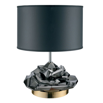 Bongelli Preziosi - Lampada da tavolo dal design moderno con paralume in tessuto e PVC - Colore: Cromato - 1 Lampadina - E27 - 60W - IP20 - SKU: ME2489/CF
