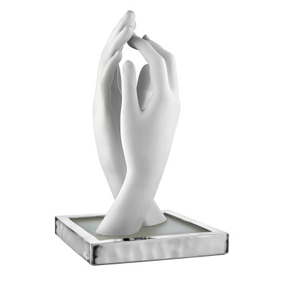  Bongelli Preziosi - Mani - Lampada da tavolo grande in marmorino con diffusore a led - 1 Lampadina Led Integrato 4W - IP20 - SKU: ME2586/2 