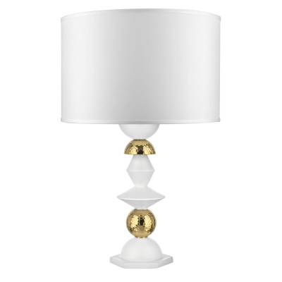 Bongelli Preziosi - Liberty - Lampada da tavolo in amrmorino con paralume in tessuto bianco - Colore: Bianco/Oro - 1 Lampadina - E27 - 60W - SKU: ME2672/BOR-B