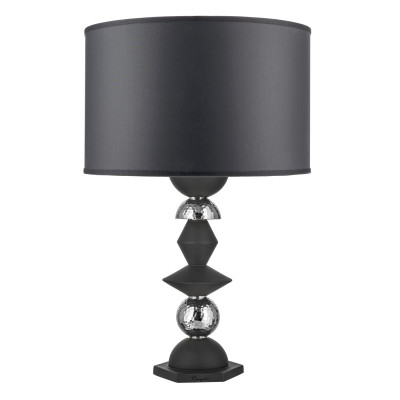 Bongelli Preziosi - Liberty - Lampada da tavolo in amrmorino con paralume in tessuto nero - Colore: Nero/Argento - 1 Lampadina - E27 - 60W - SKU: ME2672/NAG-N