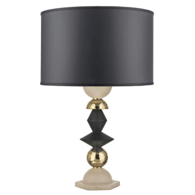 Bongelli Preziosi - Liberty - Lampada da tavolo in amrmorino con paralume in tessuto nero - Colore: Nocciola/Oro - 1 Lampadina - E27 - 60W - SKU: ME2672/NO-OR-N