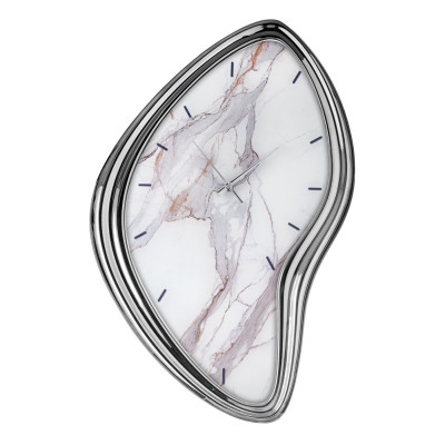 Bongelli Preziosi - Sagomato - Orologio da parete moderno grande con quadrante in marmo - Colore: Bianco/Argento - SKU: ME2708/2MB-AG