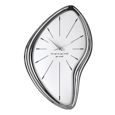 Bongelli Preziosi - Sagomato - Orologio da parete moderno grande con quadrante senza numeri - Colore: Bianco/Argento - SKU: ME2708/2BAG