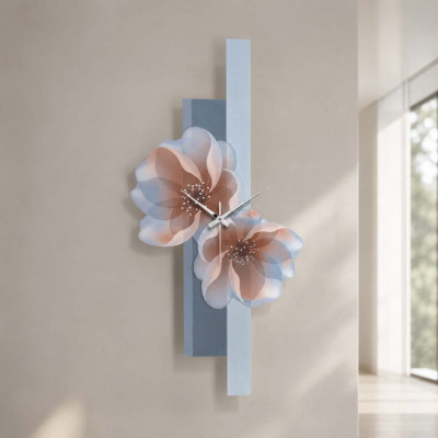 Bongelli Preziosi Orologio da parete moderno in legno verticale con decorazione floreale Colore: Carta da Zucchero