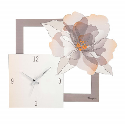 Bongelli Preziosi - Orologio da parete quadrato con fiori dal design moderno ed elegante - Colore: Cipria - SKU: ME2462/CP