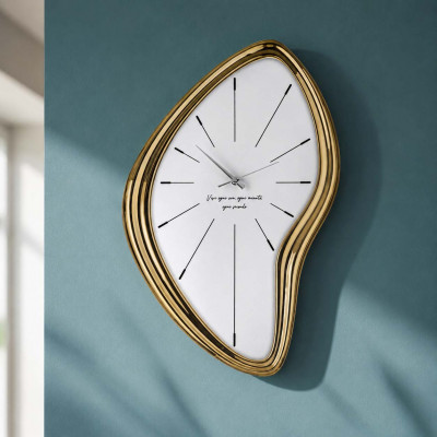 Bongelli Preziosi Sagomato Orologio da tavolo moderno con quadrante senza numeri Colore: Bianco/Oro