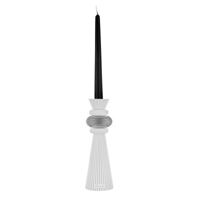 Bongelli Preziosi Modular Portacandela alto in marmorino con decori geometrici dal design moderno Colore: Bianco/Argento