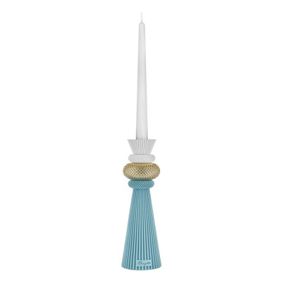 Bongelli Preziosi Modular Portacandela alto in marmorino con decori geometrici dal design moderno Colore: Blu/Oro
