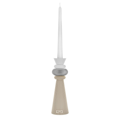 Bongelli Preziosi Modular Portacandela alto in marmorino con decori geometrici dal design moderno Colore: Nocciola/Argento