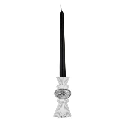 Bongelli Preziosi Modular Portacandela basso in marmorino con decori geometrici dal design moderno Colore: Bianco/Argento