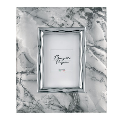 Bongelli Preziosi - Portafoto con cornice in marmo dal design moderno - Colore: Bianco/Argento - Foto 13x18 - SKU: ME2470/BAG