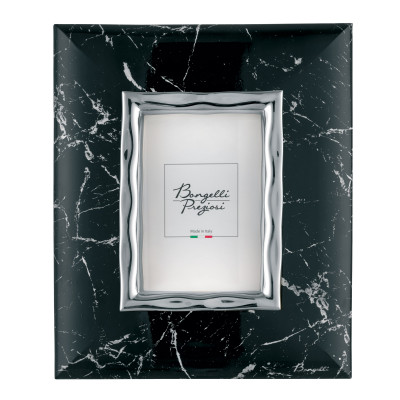 Bongelli Preziosi - Portafoto con cornice in marmo dal design moderno - Colore: Nero/Argento - Foto 13x18 - SKU: ME2470/NAG