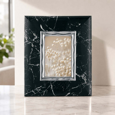 Bongelli Preziosi Portafoto con cornice in marmo dal design moderno Foto 13x18 Colore: Nero/Argento