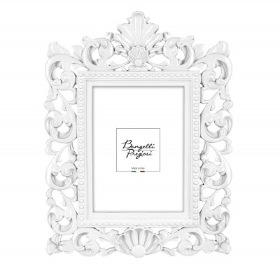 Bongelli Preziosi - Barocco - Portafoto da tavolo barocco in marmorino dal design moderno ed elegante - Colore: Bianco - Foto 15x20 - SKU: ME2355/BI