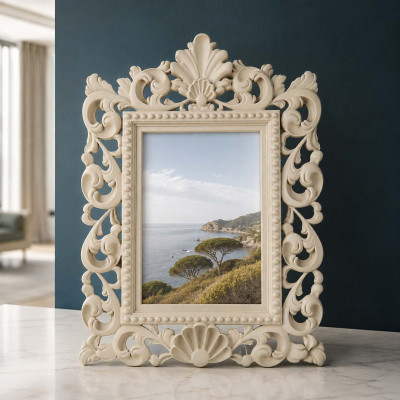 Bongelli Preziosi Barocco Portafoto da tavolo barocco in marmorino dal design moderno ed elegante Foto 15x20 Colore: Nocciola