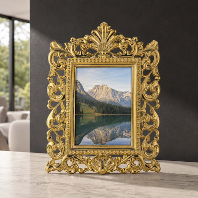 Bongelli Preziosi Barocco Portafoto da tavolo barocco in marmorino dal design moderno ed elegante Foto 15x20 Colore: Oro