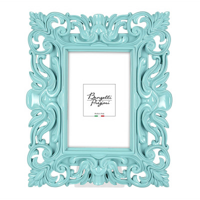 Bongelli Preziosi - Barocco - Portafoto da tavolo in stile barocco in marmorino dal design moderno ed elegante - Colore: Blu Cristallo - Foto 13x18 - SKU: ME2356/TF
