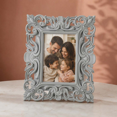 Bongelli Preziosi Barocco Portafoto da tavolo in stile barocco in marmorino dal design moderno ed elegante Foto 13x18 Colore: Grigio
