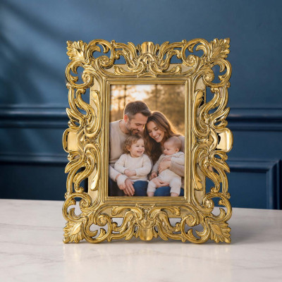 Bongelli Preziosi Barocco Portafoto da tavolo in stile barocco in marmorino dal design moderno ed elegante Foto 13x18 Colore: Oro