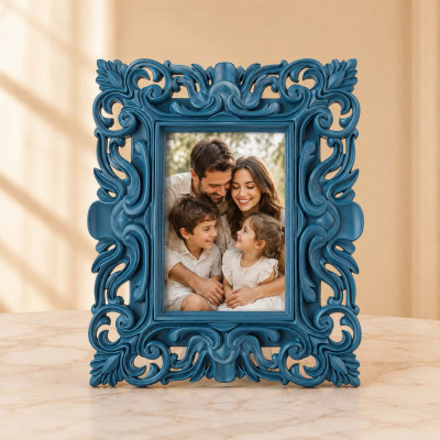 Bongelli Preziosi Barocco Portafoto da tavolo in stile barocco in marmorino dal design moderno ed elegante Foto 13x18 Colore: Ottanio