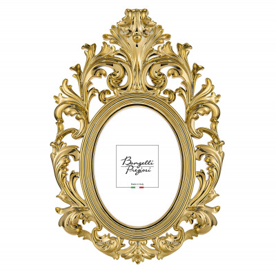 Bongelli Preziosi - Barocco - Portafoto da tavolo ovale barocco in marmorino dal design moderno ed elegante - Colore: Oro - Foto 15x20 - SKU: ME2354/OR