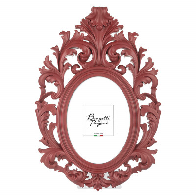 Bongelli Preziosi - Barocco - Portafoto da tavolo ovale barocco in marmorino dal design moderno ed elegante - Colore: Rosso - Foto 15x20 - SKU: ME2354/RS