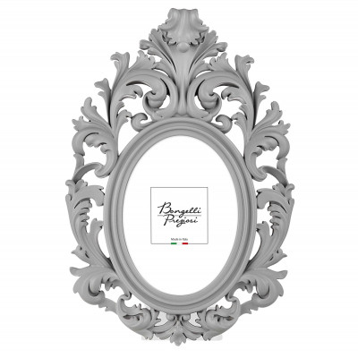 Bongelli Preziosi - Barocco - Portafoto da tavolo ovale barocco in marmorino dal design moderno ed elegante - Colore: Grigio - Foto 15x20 - SKU: ME2354/GR