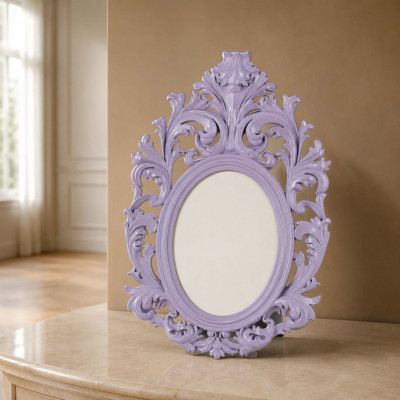 Bongelli Preziosi Barocco Portafoto da tavolo ovale barocco in marmorino dal design moderno ed elegante Foto 15x20 Colore: Lilla