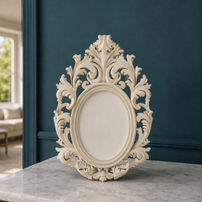 Bongelli Preziosi Barocco Portafoto da tavolo ovale barocco in marmorino dal design moderno ed elegante Foto 15x20 Colore: Nocciola