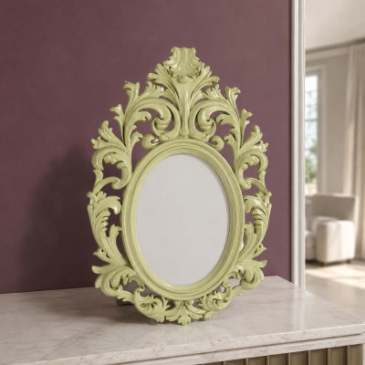 Bongelli Preziosi Barocco Portafoto da tavolo ovale barocco in marmorino dal design moderno ed elegante Foto 15x20 Colore: Verde
