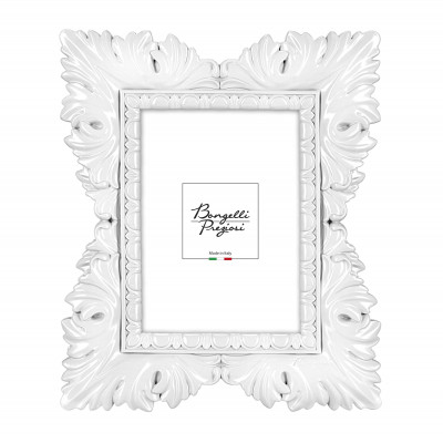 Bongelli Preziosi - Barocco - Portafoto da tavolo rettangolare in marmorino dal design moderno ed elegante - Colore: Bianco - Foto 15x20 - SKU: ME2358/BI