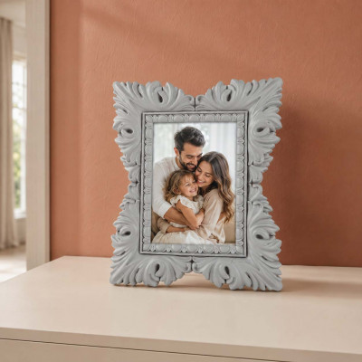 Bongelli Preziosi Barocco Portafoto da tavolo rettangolare in marmorino dal design moderno ed elegante Foto 15x20 Colore: Grigio
