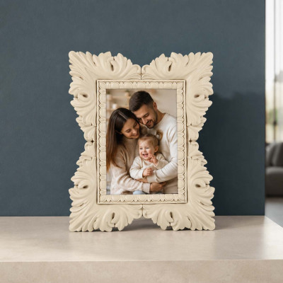 Bongelli Preziosi Barocco Portafoto da tavolo rettangolare in marmorino dal design moderno ed elegante Foto 15x20 Colore: Nocciola