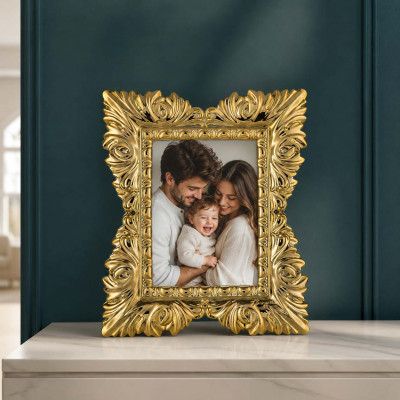 Bongelli Preziosi Barocco Portafoto da tavolo rettangolare in marmorino dal design moderno ed elegante Foto 15x20 Colore: Oro