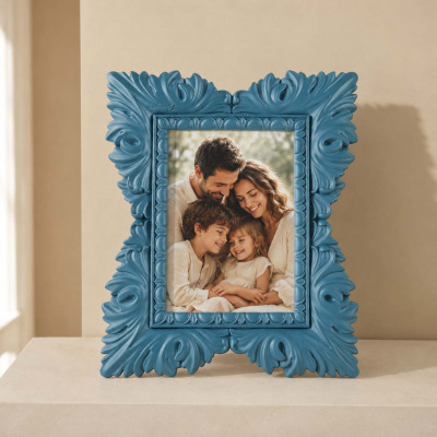 Bongelli Preziosi Barocco Portafoto da tavolo rettangolare in marmorino dal design moderno ed elegante Foto 15x20 Colore: Ottanio