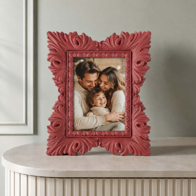 Bongelli Preziosi Barocco Portafoto da tavolo rettangolare in marmorino dal design moderno ed elegante Foto 15x20 Colore: Rosso